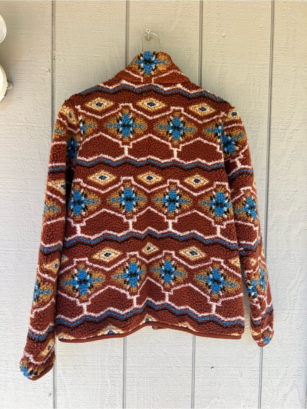 Jasper Rust Patterned Sherpa Zip Jacket - Picture 6 of 6